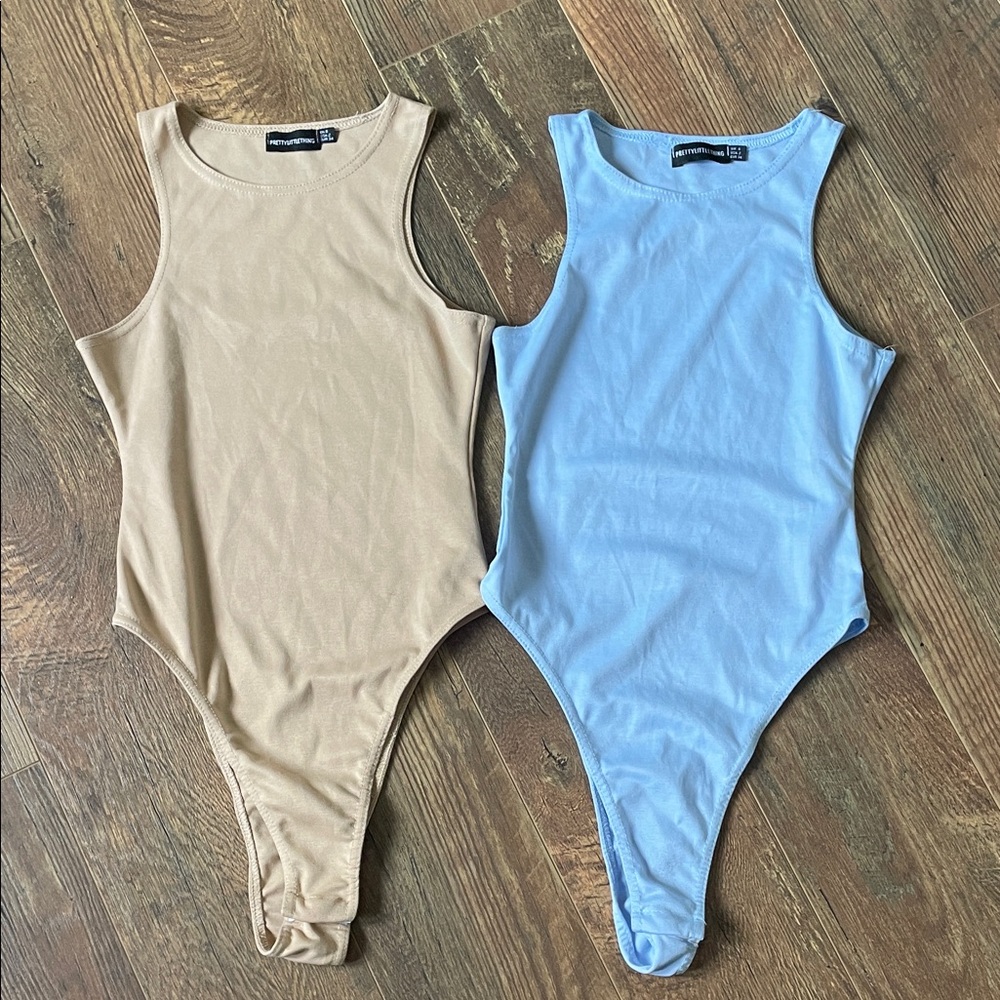 PrettyLittleThing Kids Bodysuit Duo - Beige and Light Blue
